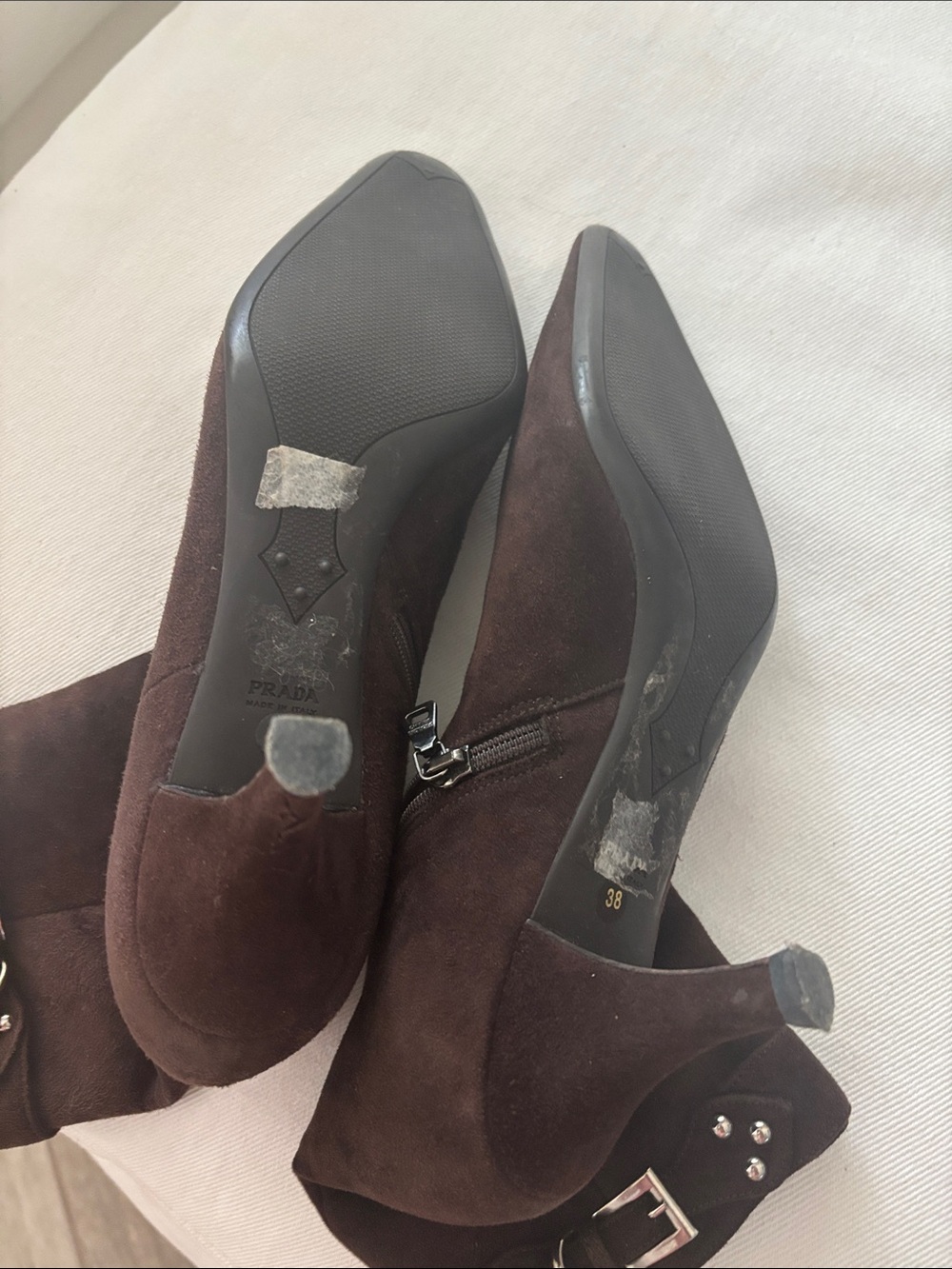 Prada Brown Suede Women's Heeled Ankle Boots